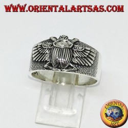 Bague en argent avec scarabée égyptien Khepri, symbole de la résurrection