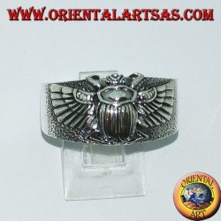 Bague en argent avec scarabée égyptien Khepri, symbole de la résurrection