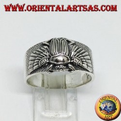 Silver ring with Egyptian Khepri beetle, symbol of the resurrection