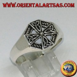 Bague croix celtique en argent avec noeuds tyrone