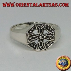 Bague croix celtique en argent avec noeuds tyrone