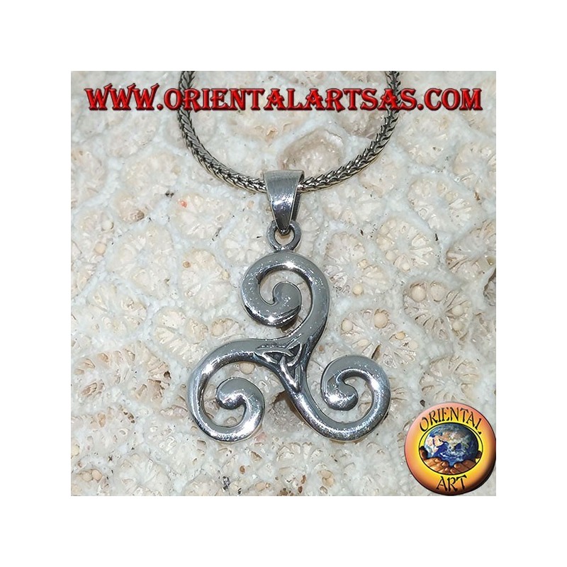Colgante triskele de plata, triskell, triquetra, triskelion con nudo tyrone