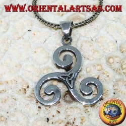 Triskele Silberanhänger, Triskell, Triquetra, Triskelion mit Tyron-Knoten