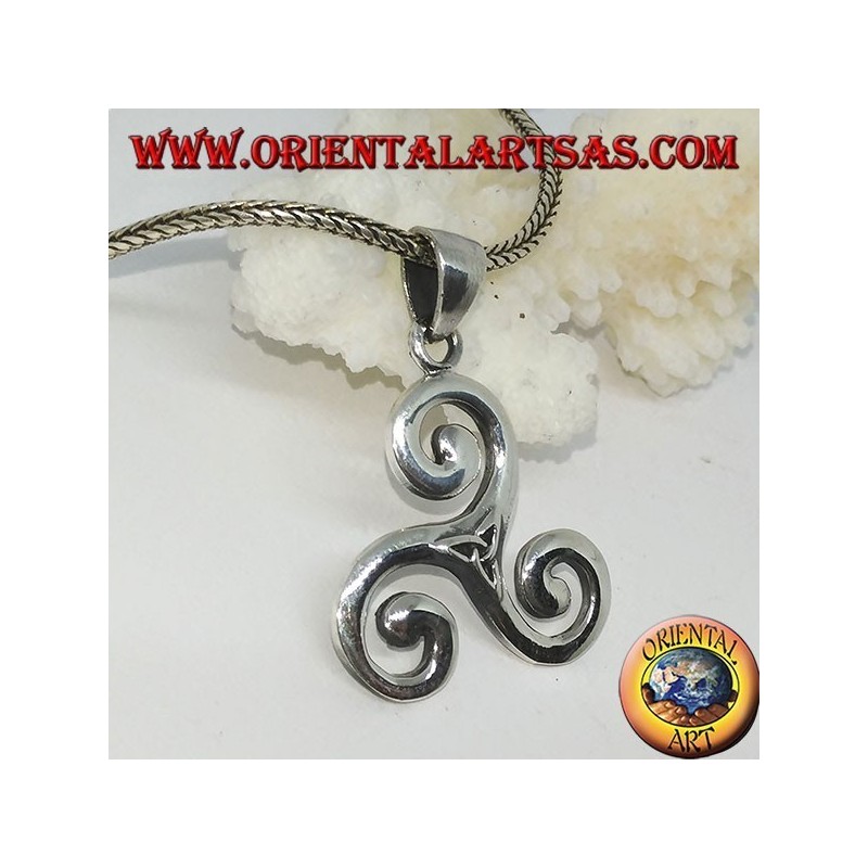 Triskele Silberanhänger, Triskell, Triquetra, Triskelion mit Tyron-Knoten