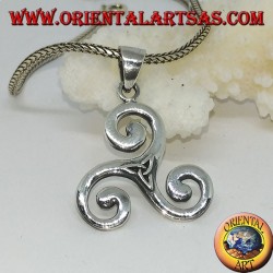 Triskele pendentif en argent, triskell, triquetra, triskelion avec noeud tyrone
