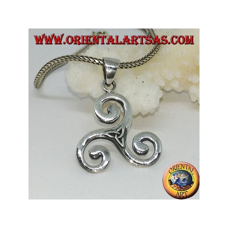 Colgante triskele de plata, triskell, triquetra, triskelion con nudo tyrone