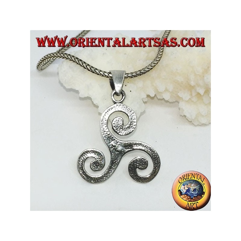 Ciondolo in argento Triskele, triskell, triquetra, triskelion con nodo di tyrone