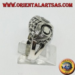 Bague en argent avec tête de hibou et grands yeux