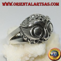 Silberring mit Eulenkopf mit großen Augen