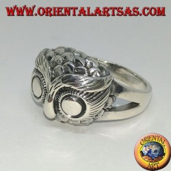 Bague en argent avec tête de hibou et grands yeux