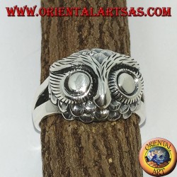 Silberring mit Eulenkopf mit großen Augen