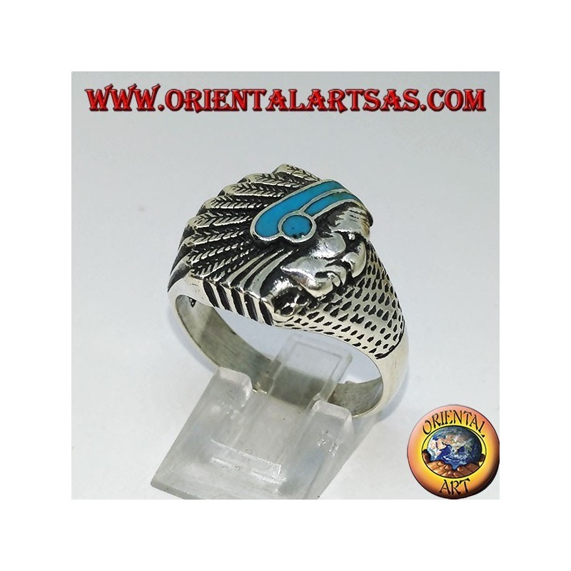 Anello in argento con Indiano (nativi d'America) con turchese