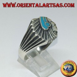 Silberring mit Indianer (Ureinwohner Amerikas) mit Türkis