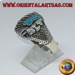 Silver ring with Indian (Native of America) with turquoise