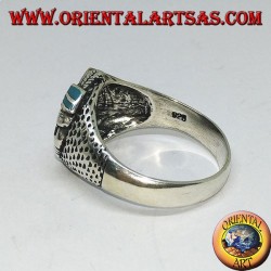 Anillo de plata con indio (Nativo de América) con turquesa.
