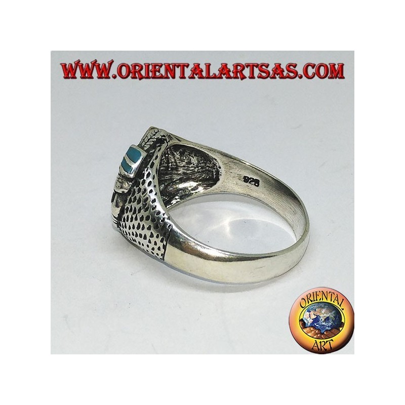 Bague en argent avec Indien (Native of America) avec turquoise