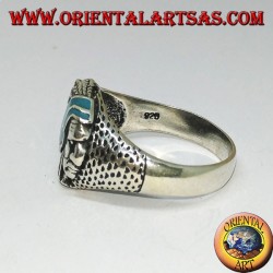 Anillo de plata con indio (Nativo de América) con turquesa.