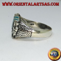 Silberring mit Indianer (Ureinwohner Amerikas) mit Türkis