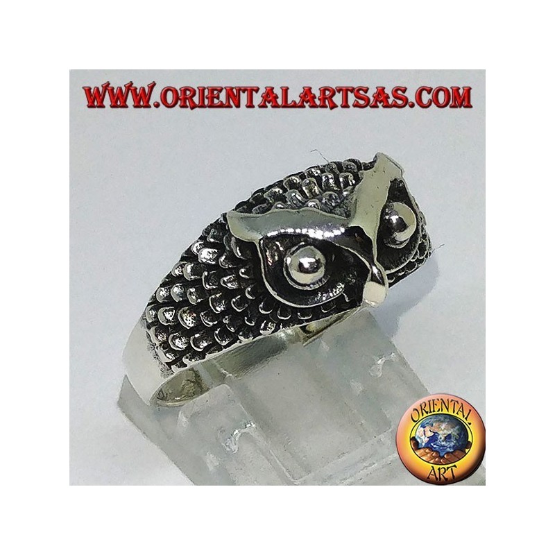 Anello in argento con testa di gufo (piccolo)