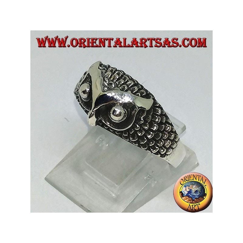 Anello in argento con testa di gufo (piccolo)
