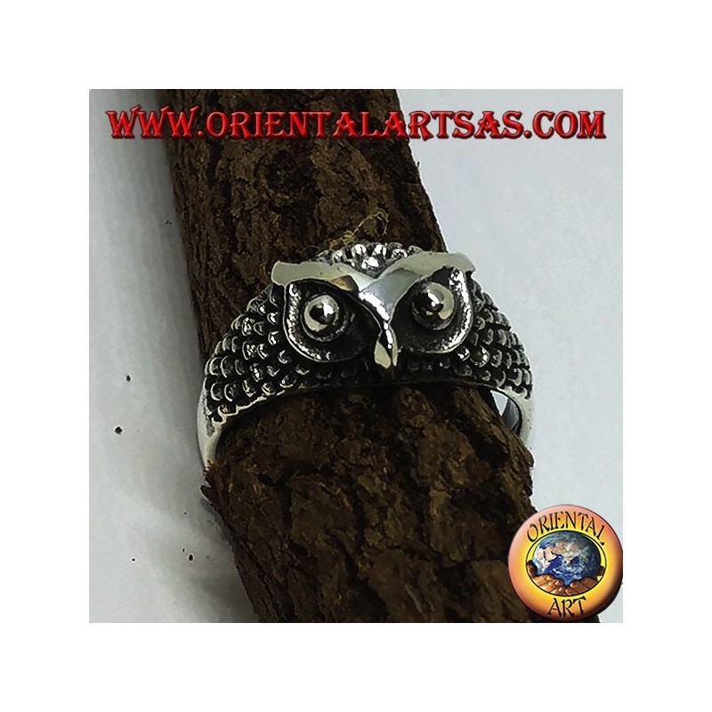 Silver ring with owl's head (small)
