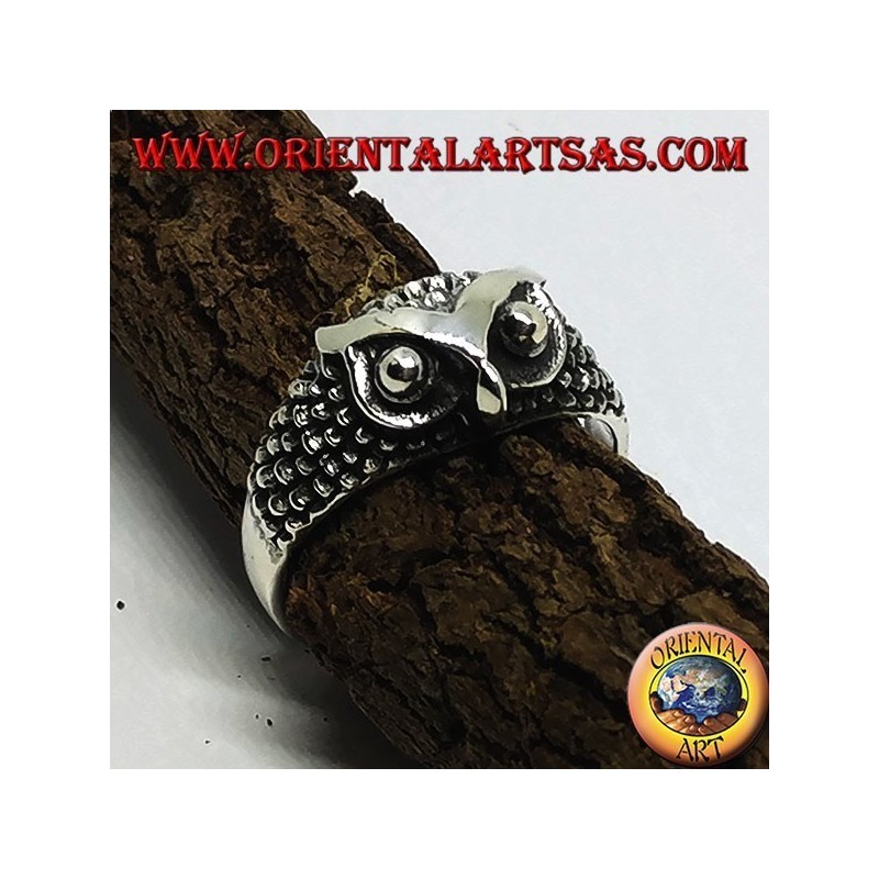 Anello in argento con testa di gufo (piccolo)