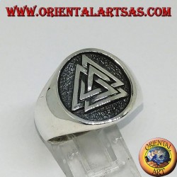 Bague en argent avec le sceau du nœud valknut d'Odin