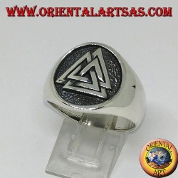 Silberring mit dem Siegel aus Valknut-Knoten von Odin