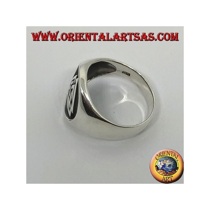 Anello Sigillo Valknut Argento 925 - Nodo di Odino - Gioiello Uomo