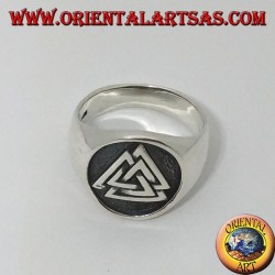 Silberring mit dem Siegel aus Valknut-Knoten von Odin