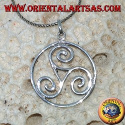 Silver pendant, Triskele triskell in the cosmic circle (large)