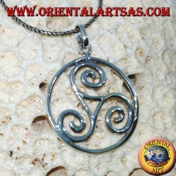 Silver pendant, Triskele triskell in the cosmic circle (large)