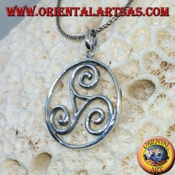 Pendentif en argent, Triskele triskell dans le cercle cosmique (grand)
