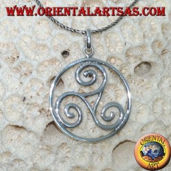 Pendentif en argent, Triskele triskell dans le cercle cosmique (grand)