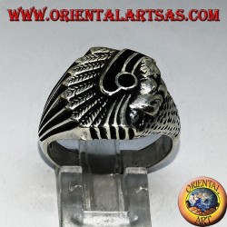 Silberring mit Indianer (Ureinwohner Amerikas) mit Onyx
