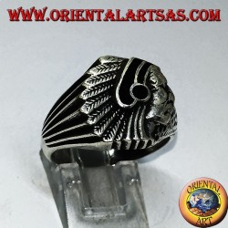 Anillo de plata con indio (Nativo de América) con ónix.