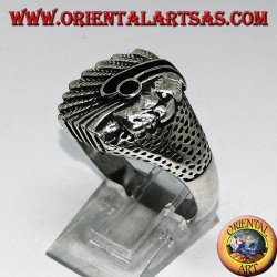 Silberring mit Indianer (Ureinwohner Amerikas) mit Onyx