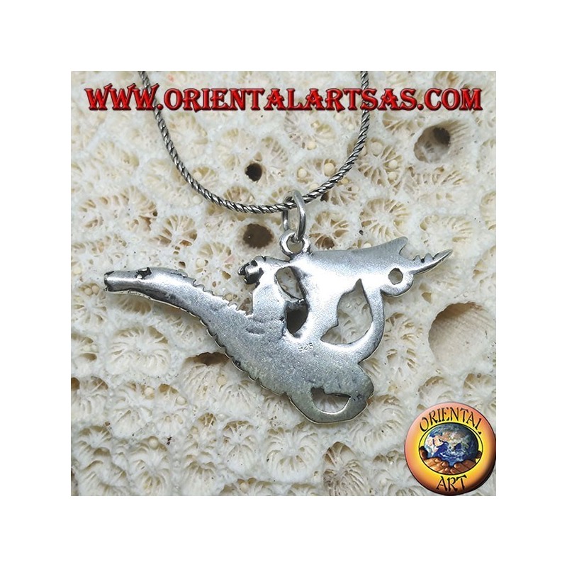 Pendentif en argent, la sorcière au dragon