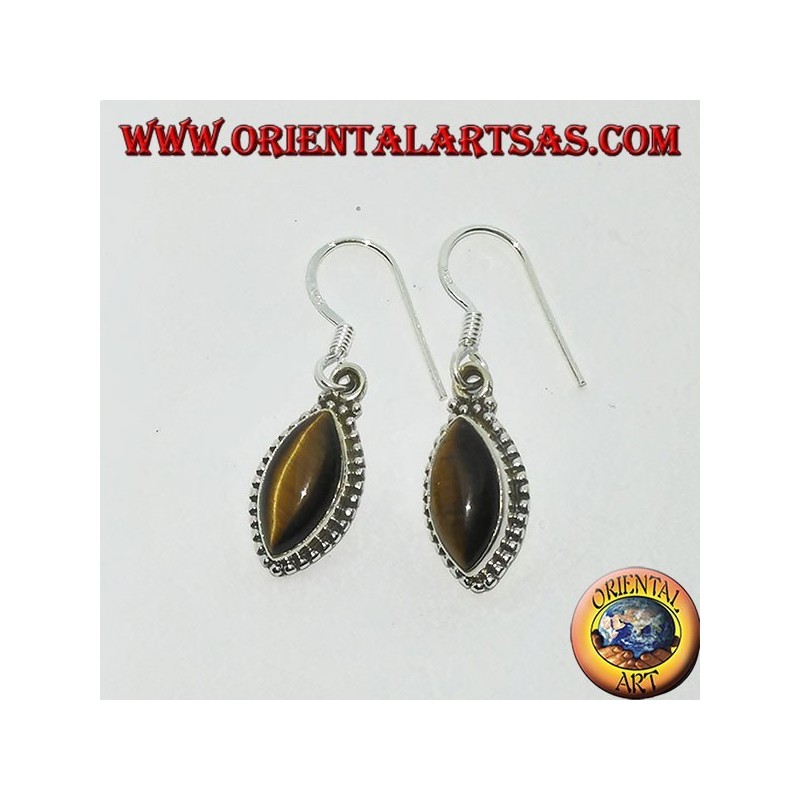 Silver earrings with tiger's eye in shuttle