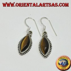 Boucles d'oreilles en argent avec oeil de tigre dans la navette