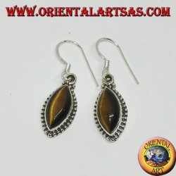 Silver earrings with tiger's eye in shuttle
