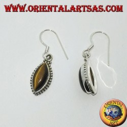 Boucles d'oreilles en argent avec oeil de tigre dans la navette