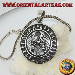 Silberanhänger Huginn und Muninn (die Raben von Odin) mit den Runen