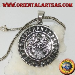 Silberanhänger Huginn und Muninn (die Raben von Odin) mit den Runen