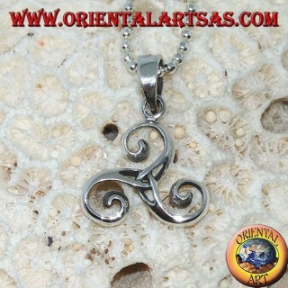 Triskele silver pendant, triskell, triskelion with tyrone knot in the center