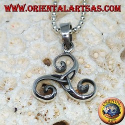 Triskele silver pendant, triskell, triskelion with tyrone knot in the center
