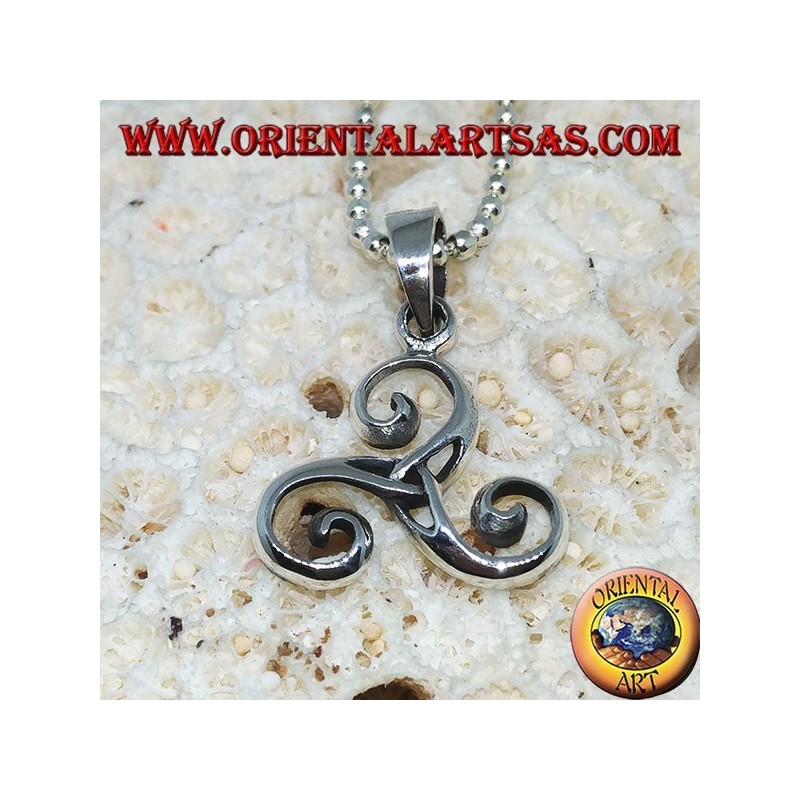 Colgante triskele de plata, triskell, triskelion con nudo tyrone en el centro