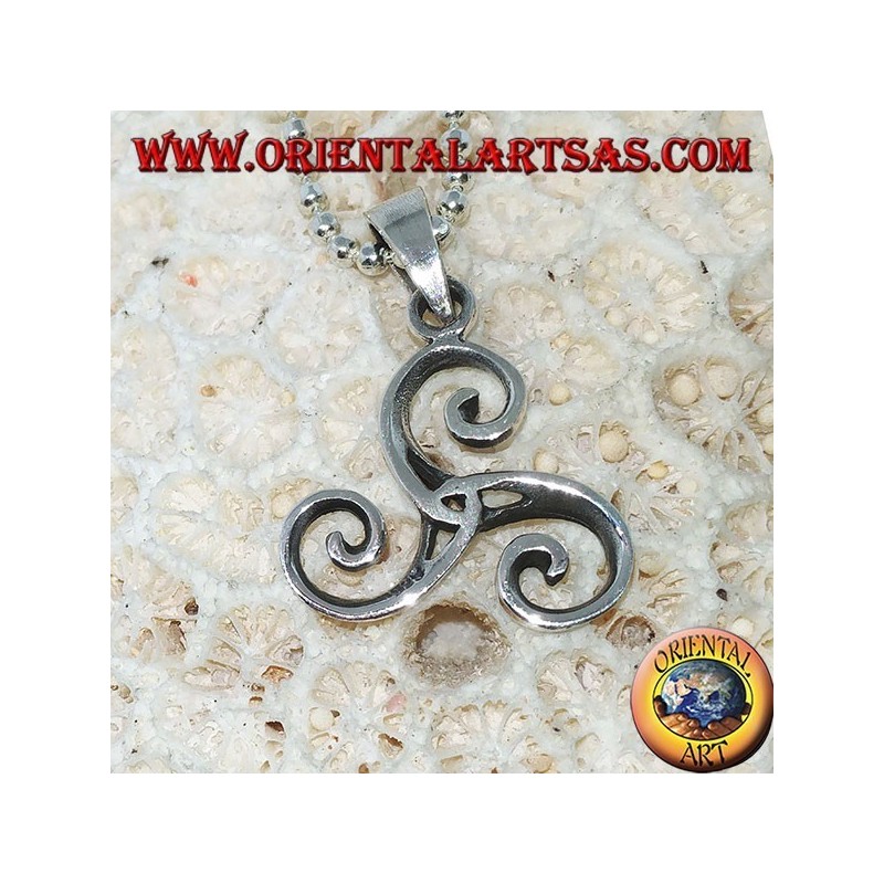 Ciondolo in argento Triskele, triskell, triskelion con nodo di tyrone al centro