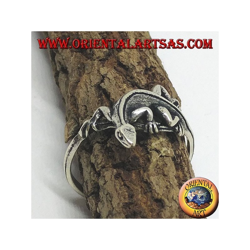 Anillo de plata, forma gekko gecko (pequeño)