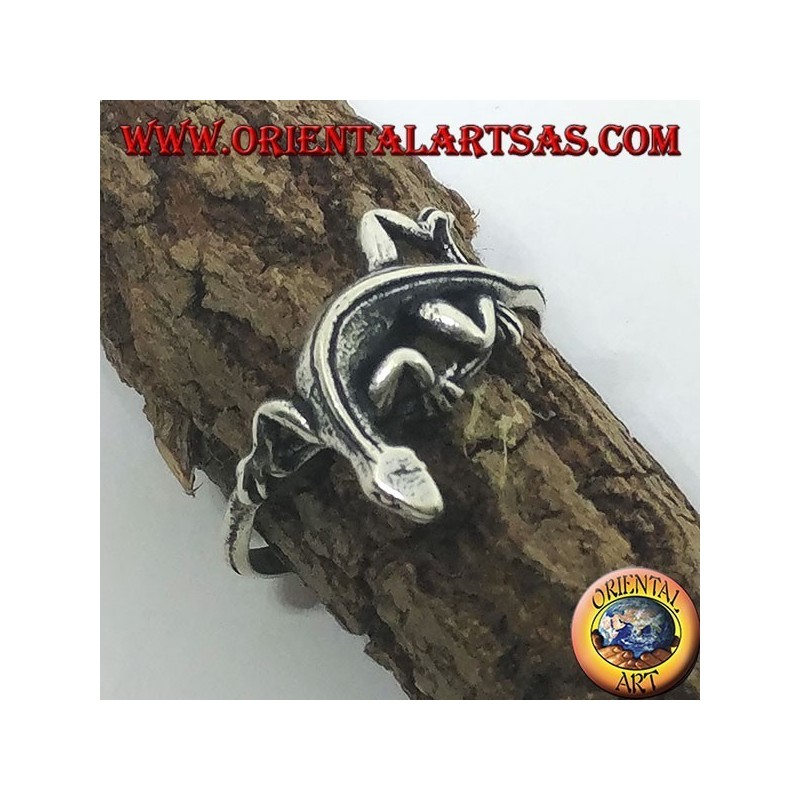 Bague en argent, forme de gekko gecko (petit)